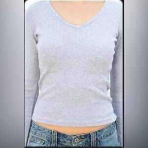 Brandy Melville Gray v neck top
